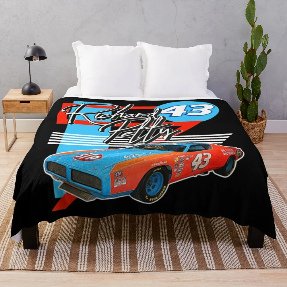 

Richard Petty Retro NASCARClassic . Throw Blanket Luxury Throw Blanket