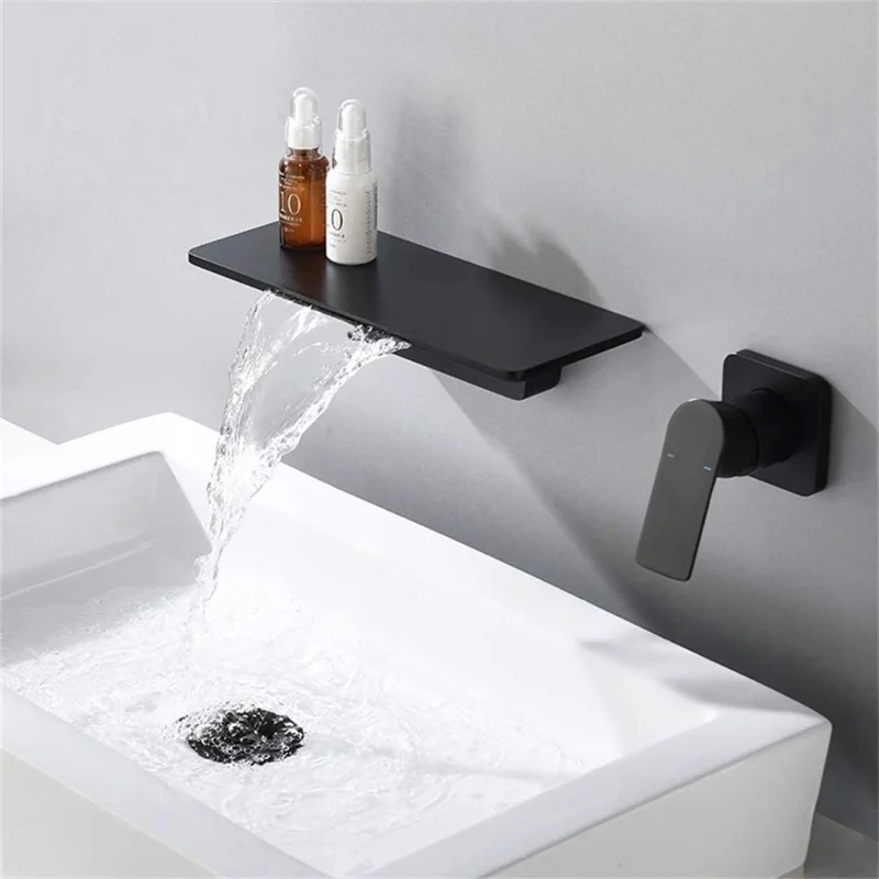 

Водопад смеситель для раковины ванной матовый черный латунь [US Stock]
