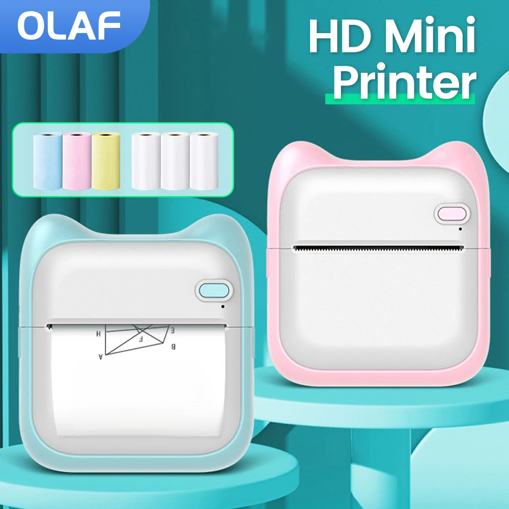 Мини Портативный термопринтер Olaf HD Bluetooth беспроводной карманный принтер для
