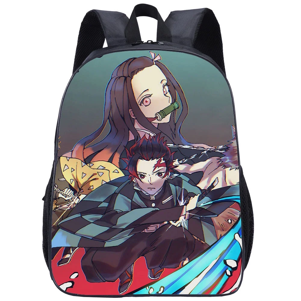 New 3D Printed 16 Inches Children Anime Backpacks Demon Slayer Nezuko Tanjirou Primary Girl Boy Students Cartoon Schoolbags Hot