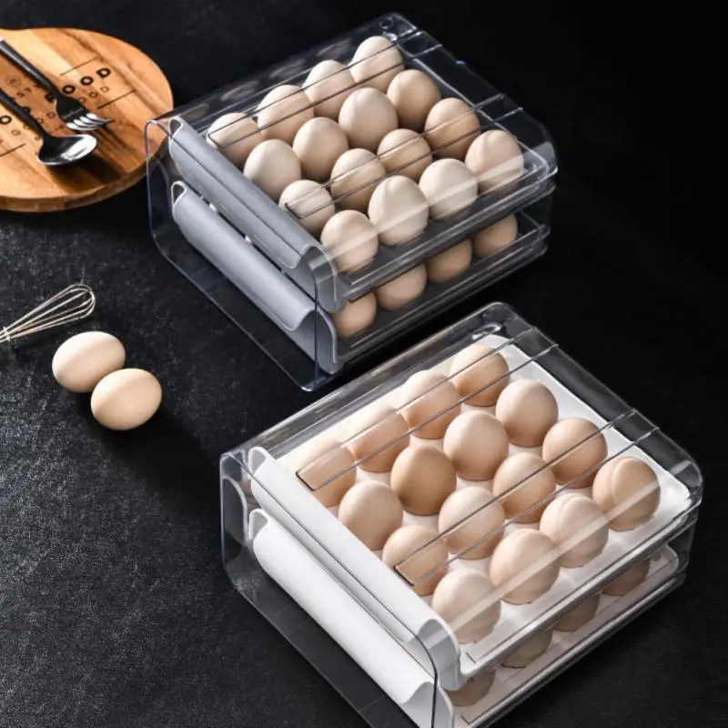 

Fridge Storage Egg Storage Container Save Space Eggs Box Drawer Type Thick Design Egg Storage Box Kitchen Utensil 32 Grids