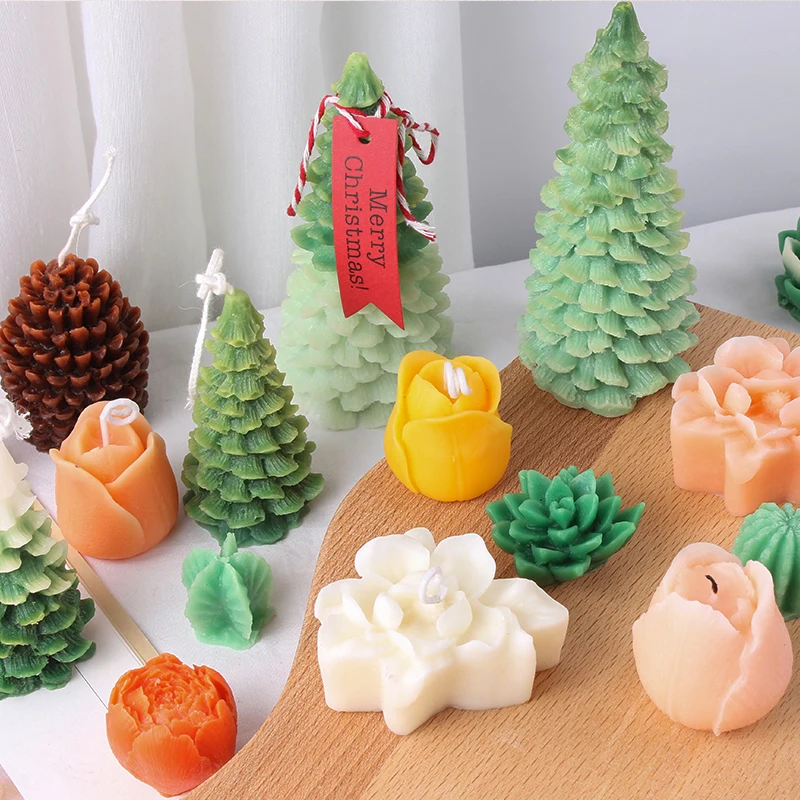 

DIY Silicone Mold for Scented Candle Making Christmas Tree Xmas Gifts Plaster Flower Home Decoration