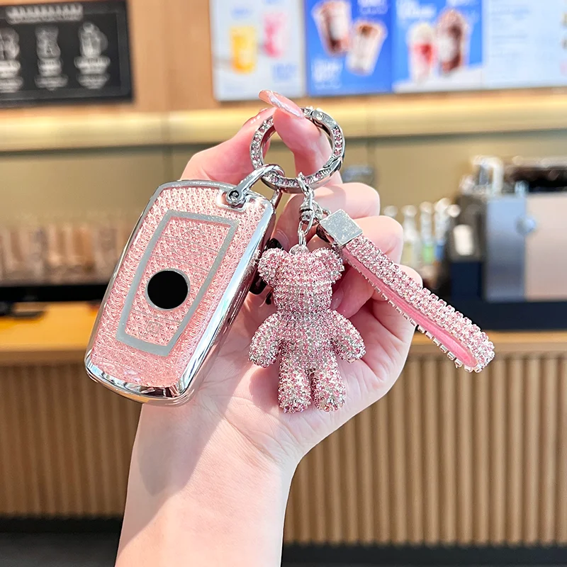 

Розовый бриллиант для BMW X1 X3 X4 X5 F15 X6 F16 G30 7 серии G11 F48 F39 520 525 F30 118i 218i 320i Чехол для дистанционного ключа автомобиля Брелок