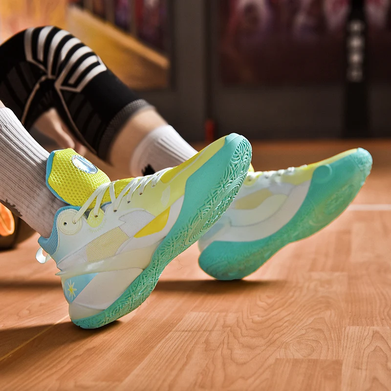 Sonic 10 Basketball Shoes Rainbow Multi Color Men's And Women's Same Large Size Shock-absorbing Wear-resistant Actual Combat