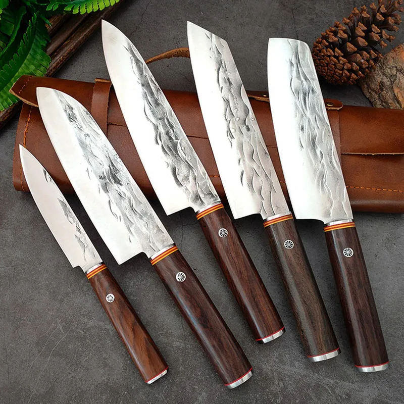 

Jaswehome 1Pcs Chef Knife Santoku Knives Forge Stainless Steel Monzo Wood Handle Kitchen Tools Kiritsuke Knife Utility Knife