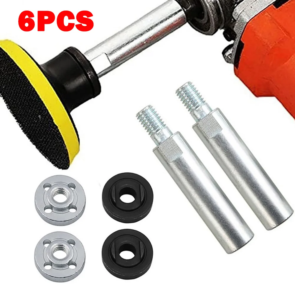 

6pcs 80mm M10 Angle Grinder Extension Connecting Rod Pressure Plates Thread Shaft Polisher Lock Nuts For Rotary Polisher Pad