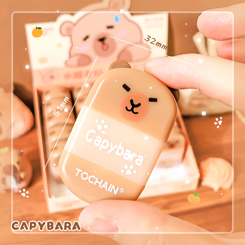 Фото Kawaii канцелярские товары, подарок учителю школы, канцелярские товары, класс обратно в школу, капибара, резиновые забавные ластики, точилка №4