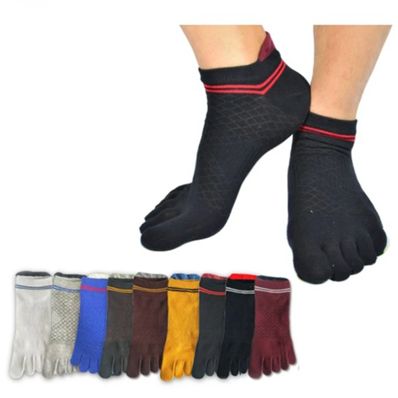 5 Pairs Summer Sports Socks with Toes Short Combed Cotton Soft Foot Arch Support Five Finger Socks Quality Ankle Socks for Men