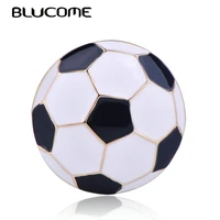blucome cute soccer football shape brooch gold color enamel brooches jewelry pins girl boy christmas gifts scarf hat accessories