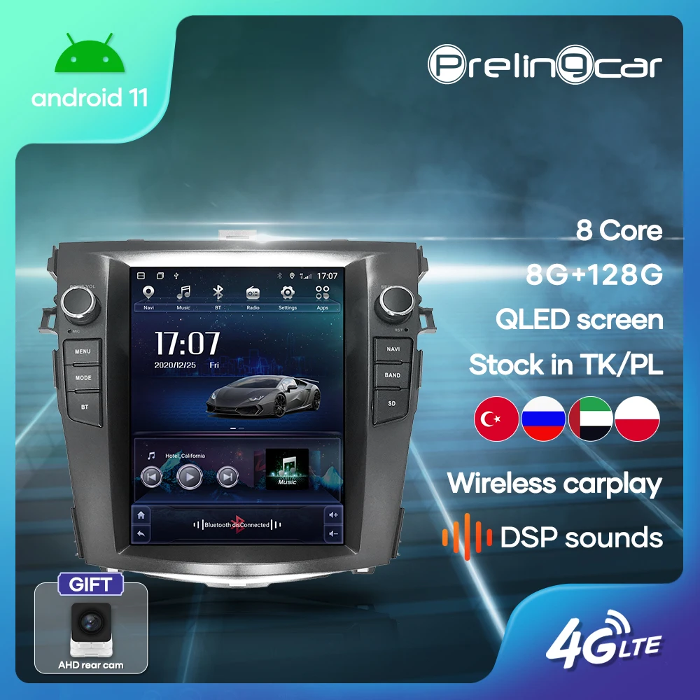 

Car Android 11 Radio Player For Toyota Corolla 2006-2013 Multimedia Video GPS Navigation For Tesla Style Vertical Screen