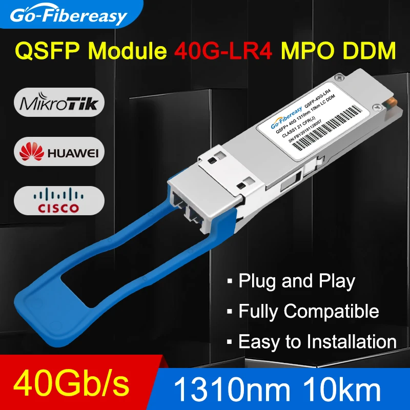 

QSFP-40G-LR4 10km 20km Optical Module QSFP+ 40GBase-LR4 1310nm Duplex LC Fiber Transceiver Module Compatible Huawei,Cisco Switch