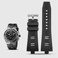 high quality waterproof rubber silicone watch strap accessories fitting for bvlgari diagono black convex mouth 26mmx9mm mens