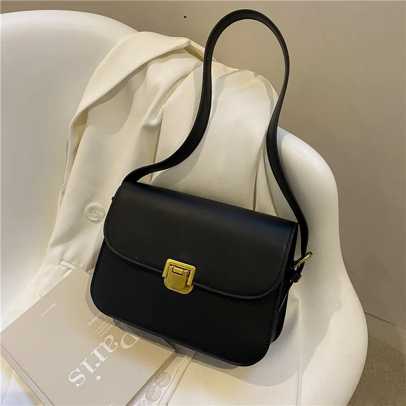 

Solid Color Bag Women's 2022 New Spring Western Style Lock Crossbody Small Bag Trendy Fashion Shoulder Underarm Bag