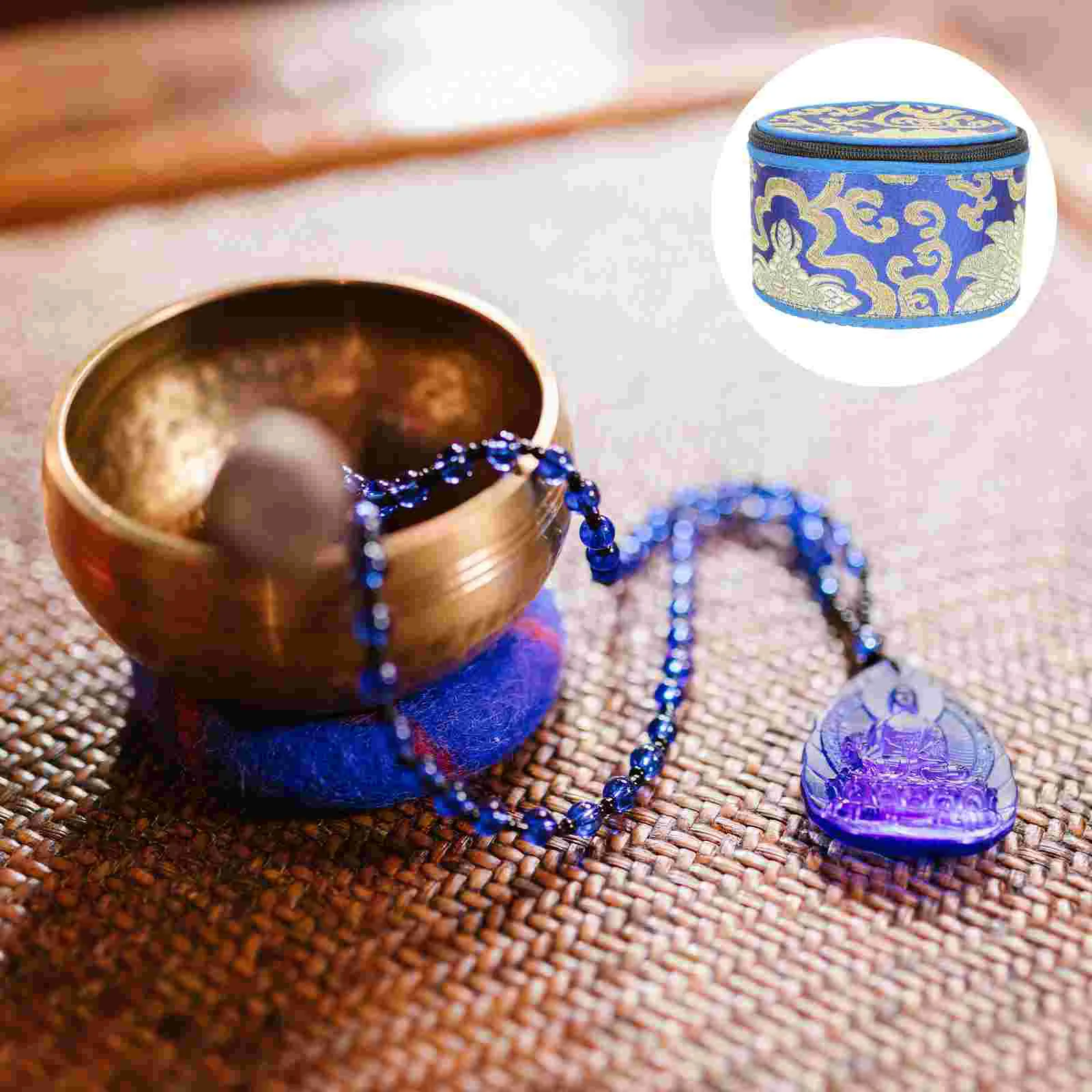 

Bowlsinging Case Sound Storage Tibetanpouch Holderbuddhist Song Crystal Instrument Prayer Monkyoga Bath Chakra Meditation
