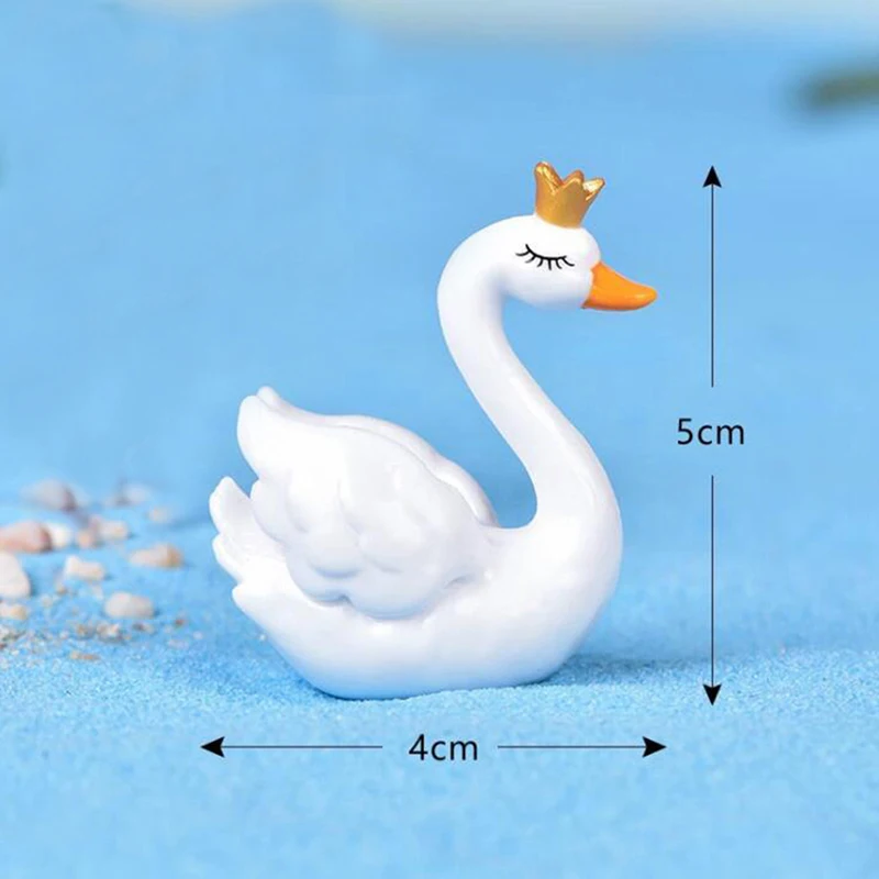 

1PCS DIY Swan Black White Cygnus Goose Lake Model Statue Figurine Micro Crafts Ornament Miniatures