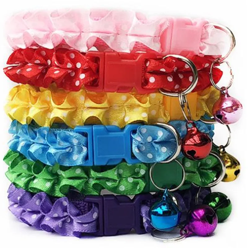 

Fashion Pet Dog Cascading Collar Colorful Pattern Dots Cute Bell Adjustable Collars For Dog Cats Puppy DIY Pet Accessories