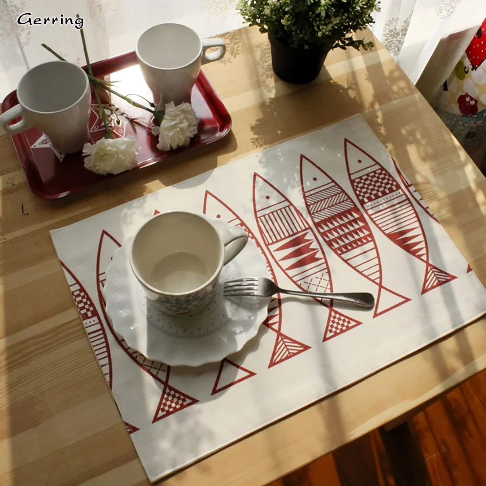 Gerring Decorative Table Mat Double Layer Fish Placemat Napkin Cotton Linen Western Food Underplate Furniture Doilies