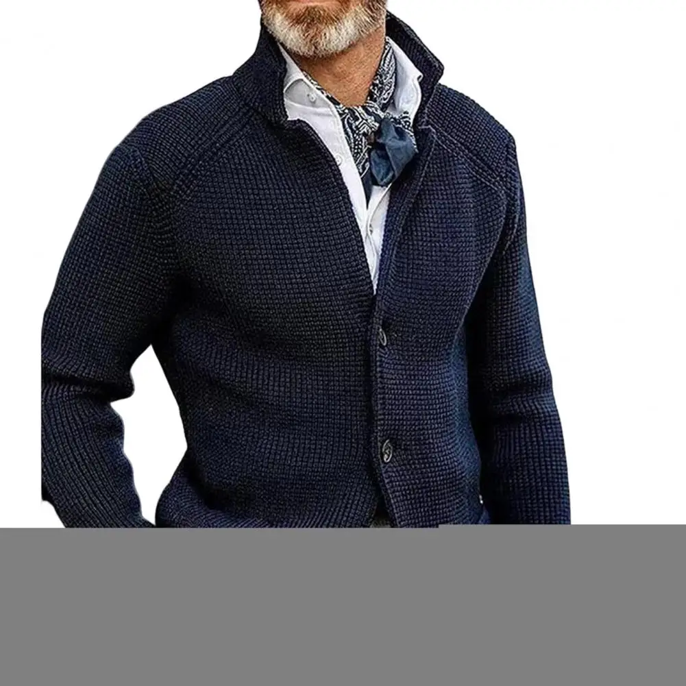 

Sweater Coat Lapel Men Sweater Coat Anti-shrink Men Sweater Coat