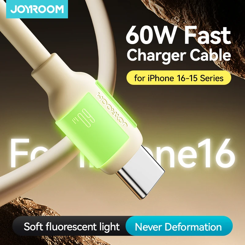 Joyroom 60 Вт USB C к кабелю типа для iPhone 16 15 Кабель быстрой зарядки Macbook Xiaomi Samsung Жидкий