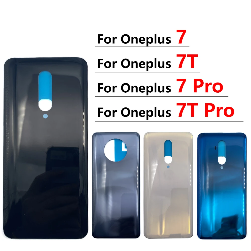 

New For Oneplus 7 7T Pro Glass Back Cover Housing For One Plus 7Pro Battery Cover Rear Door Case Replacement Parts With Sticker