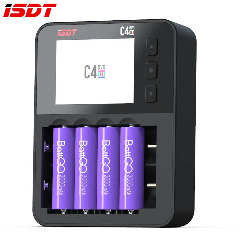 Enlarge ISDT C4 EVO Smart Battery Charger with Type-C QC3.0 Output for AA AAA Li-ion Battery with IPS Display Screen