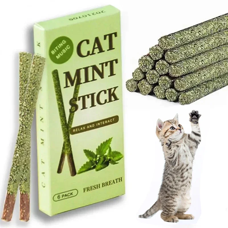 6 Упаковок Натуральных Палочек Из Кошачьей Мяты Для Кошек Мятно-серебро Ива