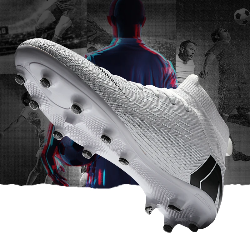 Professional FG/TF football shoes Non-slip long spike football boots high ankle spikes grass football sneakers