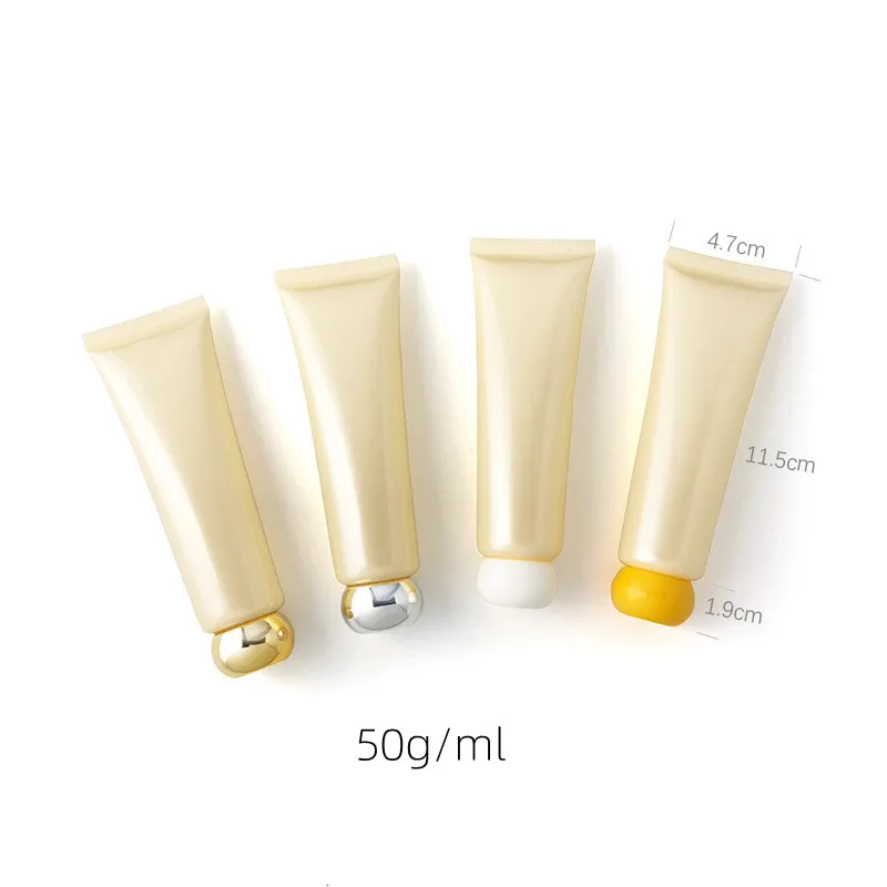 

50 мл/г перламутрово-Желтая пластиковая Сыворотка для ухода за кожей, стандартная бутылка 50 мл, пустая упаковка для ухода за лицом, крем для рук, многоразовая трубка для ухода за кожей