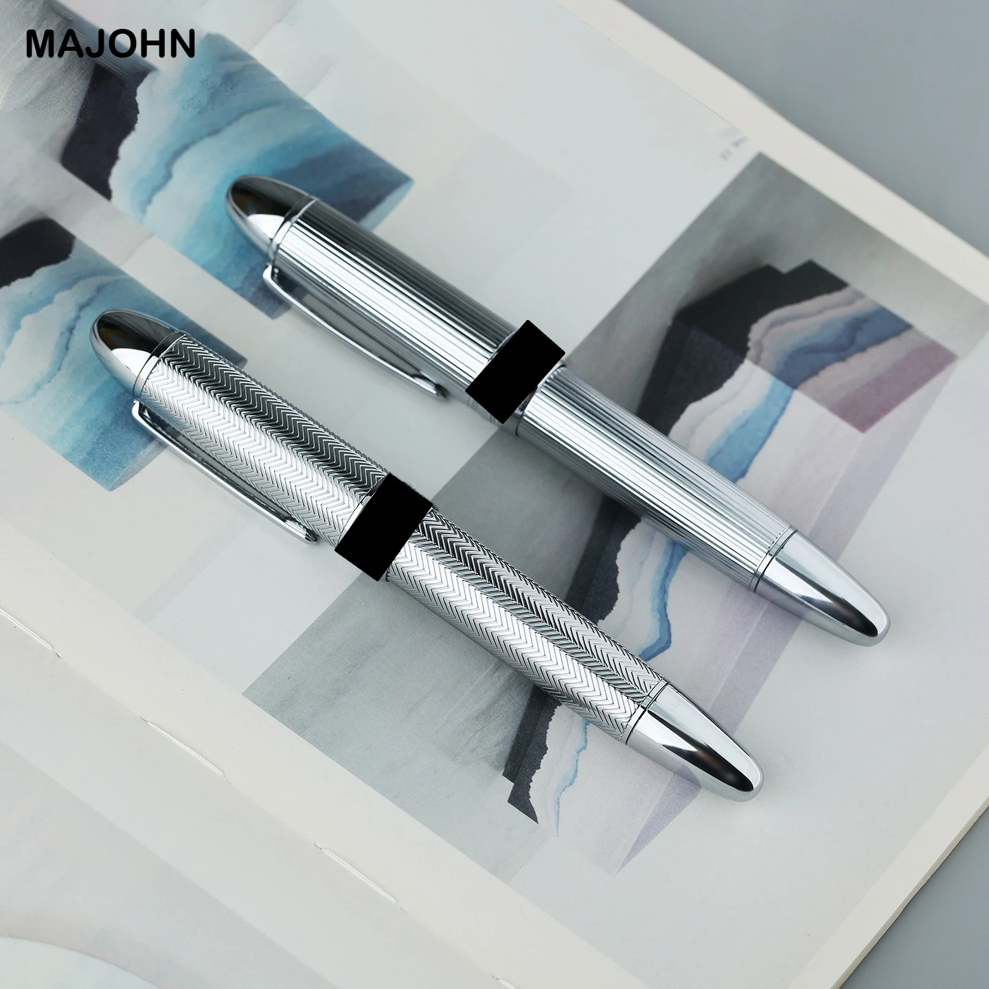 Фото Перьевая ручка MAJOHN P141 из латуни с чеканным узором, металлическая, 40 мм, с поршневым механизмом подачи чернил, для письма, школьные и офисные принадлежности, канцелярия №3