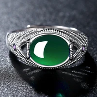 vintage boho thread green onyx rings for women wedding engagement silver rings anniversary gifts fashion jewelry anillo de mujer