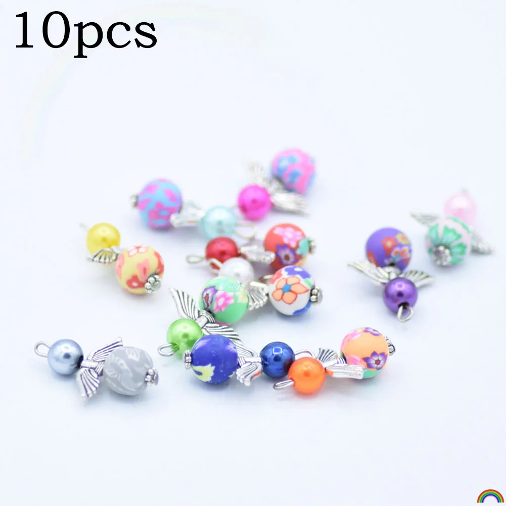 

Angel Pendant with Soft Clay Wings and Pearl Decoration Handmade Jewelry Accessory for a Meaningful and Chic Look