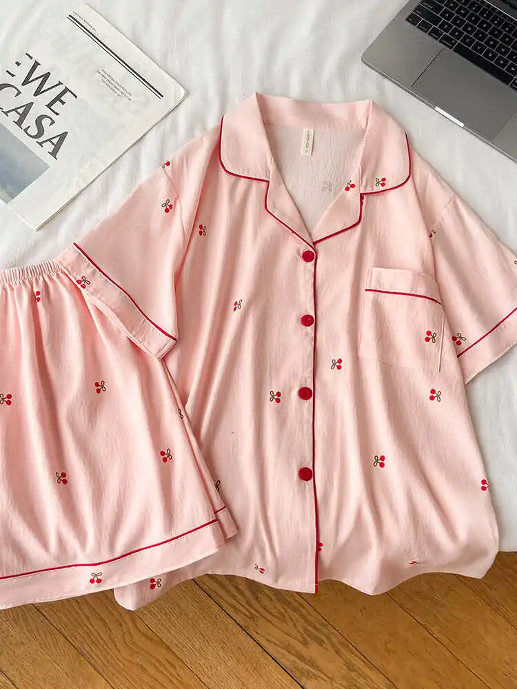 Милые милые пижамы с короткими рукавами женские летние 2024 Новое поступление