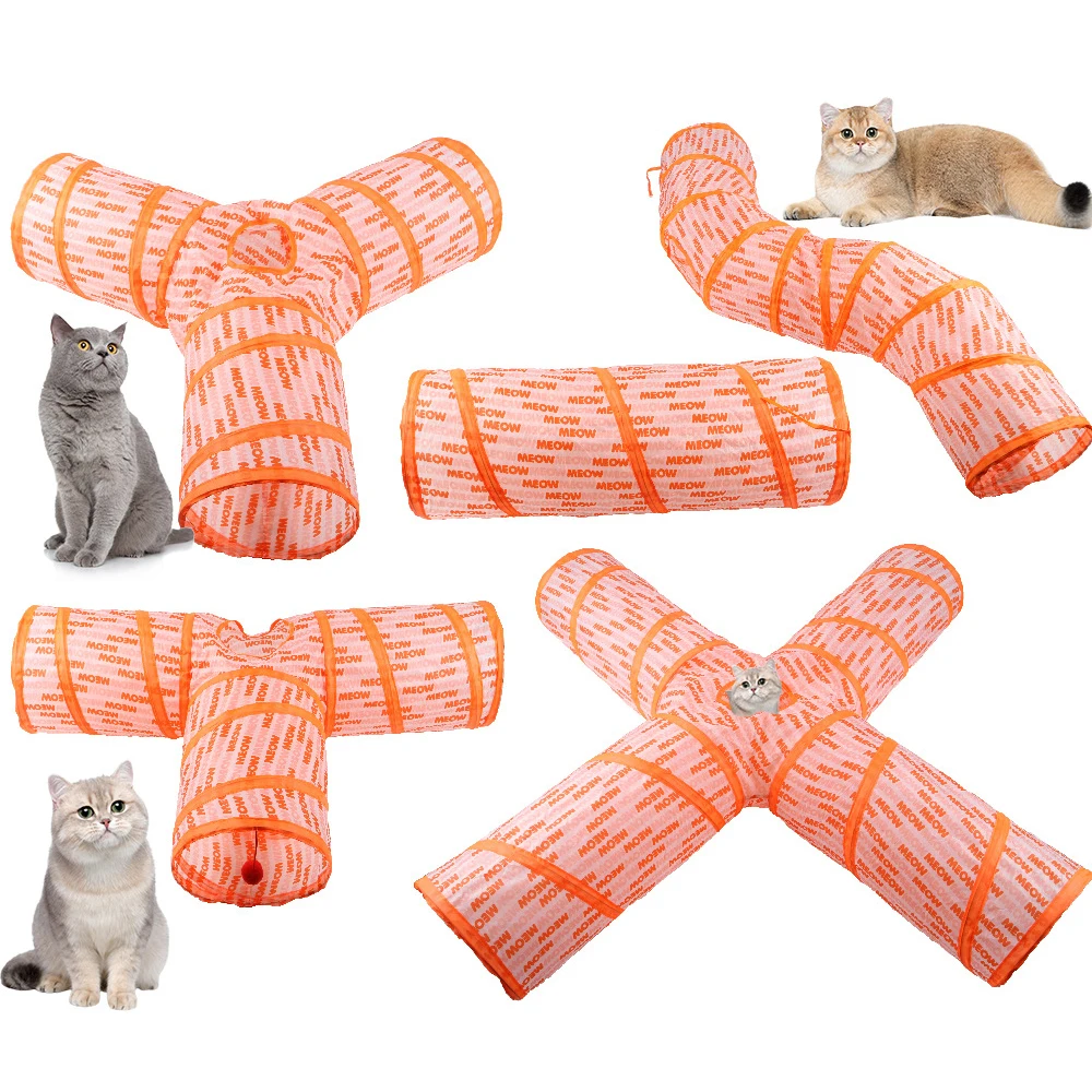 

5-полосный складной туннель для кошек в помещении 2/3/4, туннель для кошек, скучающие игрушки для кошек, игрушка для домашних животных с отверстием для глаз, кошка, щенок, котенок, котенок, кролик