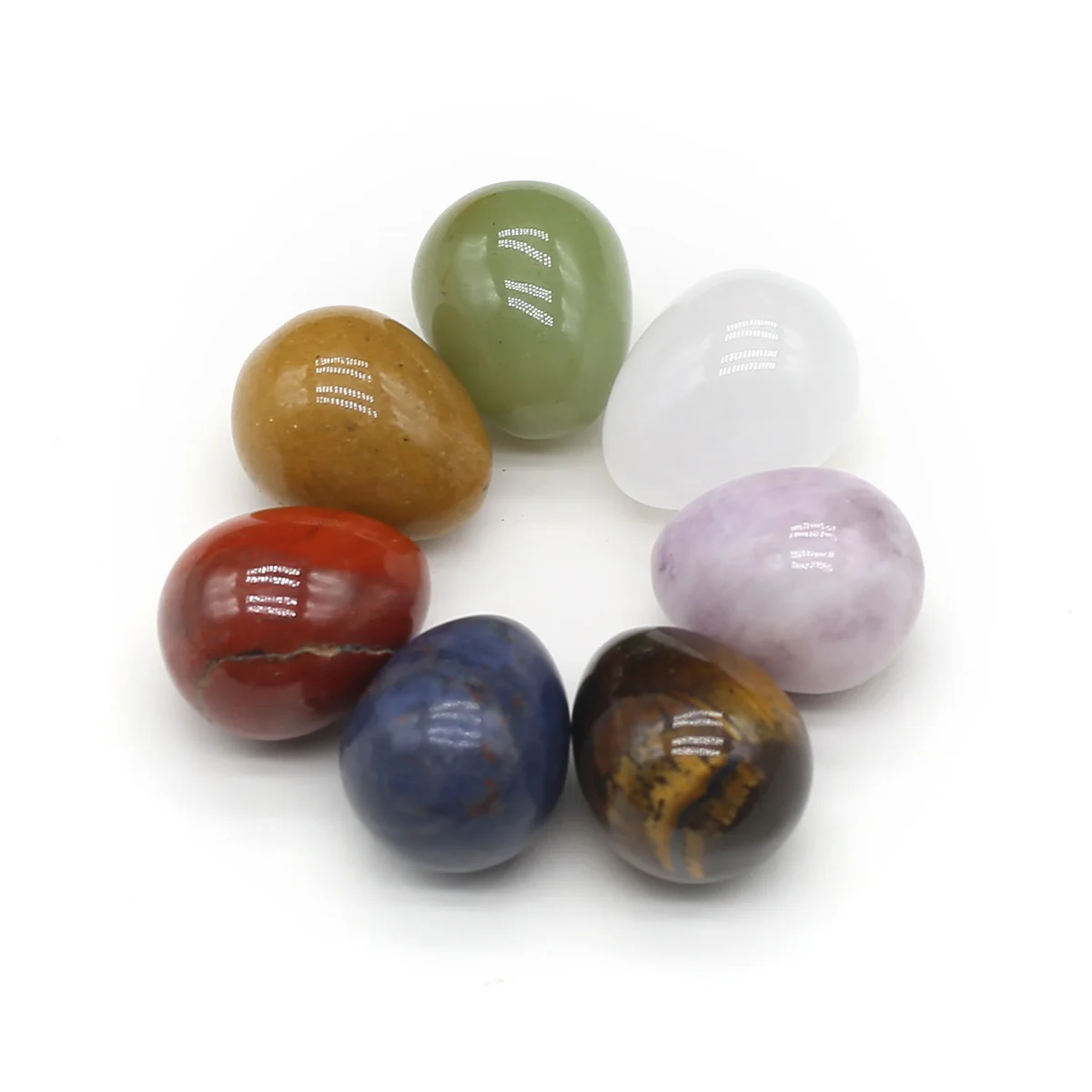 

7 шт. украшения в форме яйца из натурального камня, кварцевый кристалл, восстанавливающий драгоценный камень, украшение для дома 17 × 22 мм