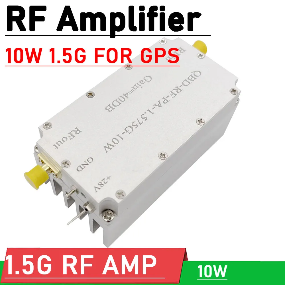 

Усилитель мощности QBF RF PA, 10 Вт, 1,5 ГГц, 40 дБ, усилитель мощности RF для 1575 МГц GPS Beidou 1,575 ГГц с радиатором