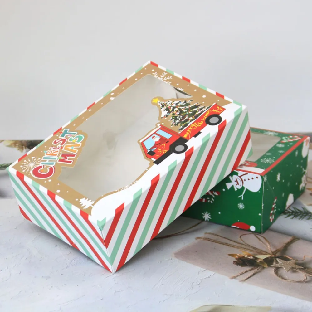 

4/8/12PCS Party Decoration Gifts New Year PVC Window Candy Box Food Packaging Christmas Gift Box Gift Boxes
