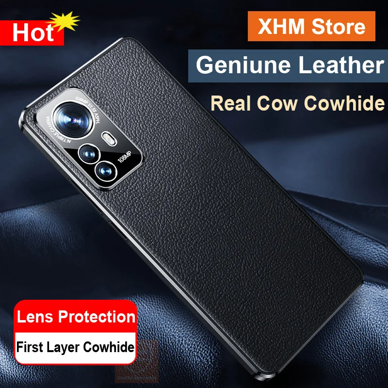 

Real Geniune Leather Phone Case For Xiaomi Mi 12 12S Ultra Mi12 12X Corium Bumper Cover For Xiaomi Mi 12 Pro 12S 11 Mi11 Case