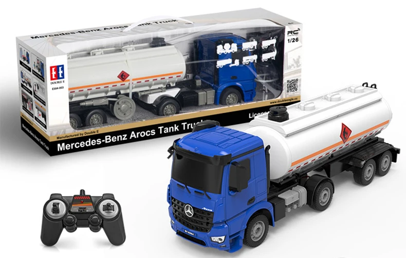 DOUBLE E E584 2.4G 1:26 RC Tanker Truck Remote Control Excavator Water Spray Sprinkler Engineering Vehicle With Light Music Toys enlarge