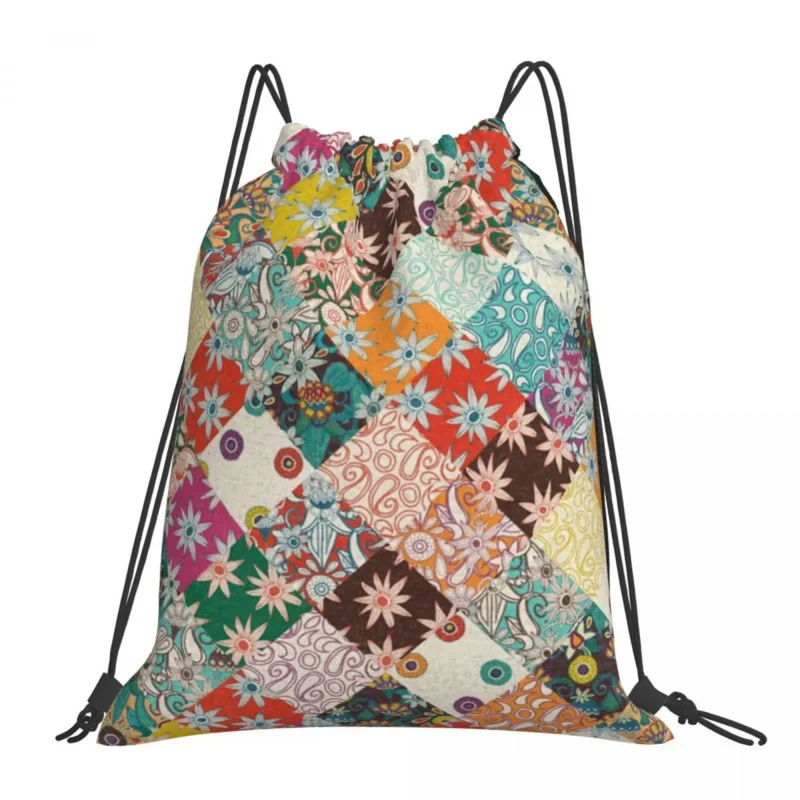

Sarilmak Patchwork Backpacks Fashion Portable Drawstring Bags Drawstring Bundle Pocket Sports Bag Book Bags For Man Woman School