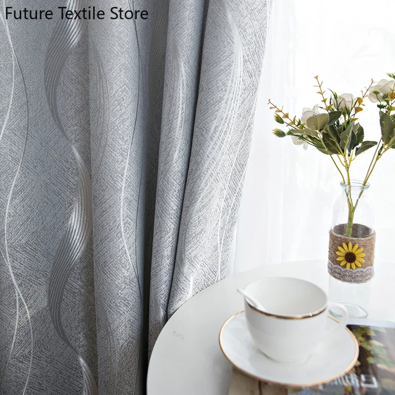 

Занавески s для гостиной, столовой, спальни, новые женские занавески из жаккардовой ткани, изогнутые полосы, китайские Мультяшные затемняющ...