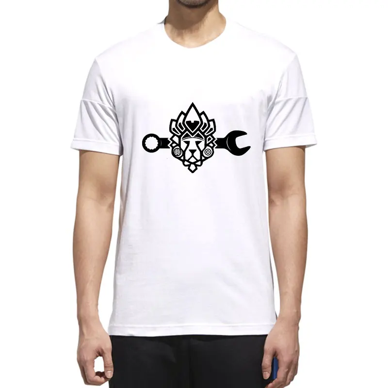 

Мужская футболка с креативным рисунком льва, хлопковая толстовка с круглым вырезом и принтом в стиле Харадзюку, белая Повседневная Удобная ...