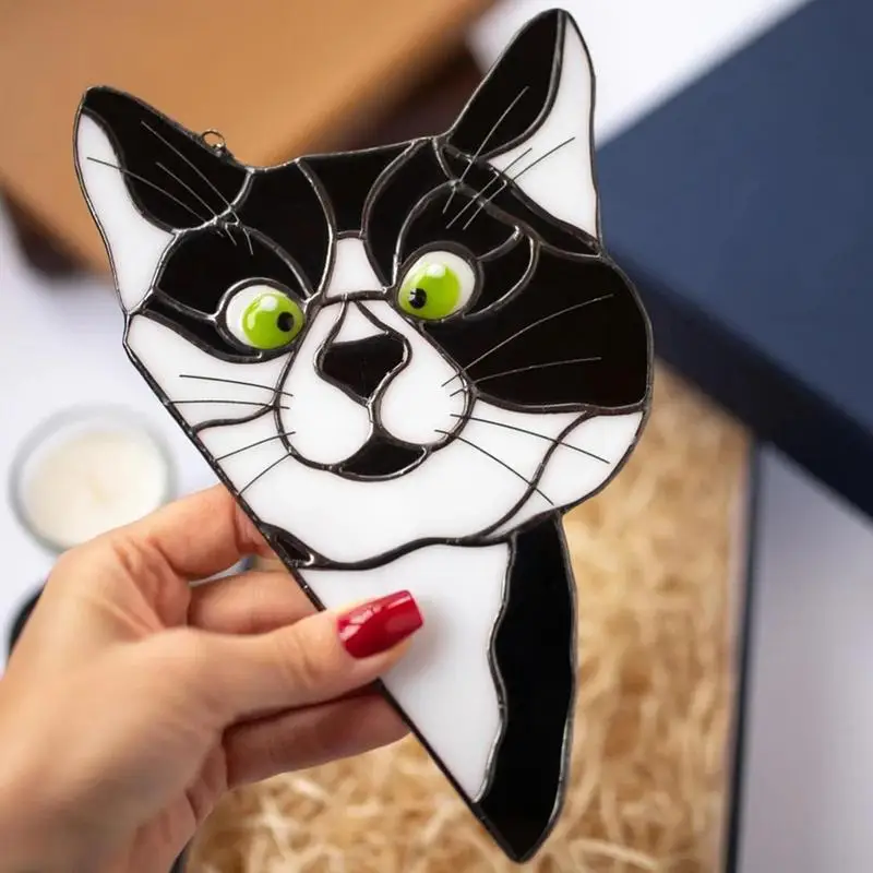 Милый мультяшный Кот животное подвеска украшение витражное стекло кошка окно
