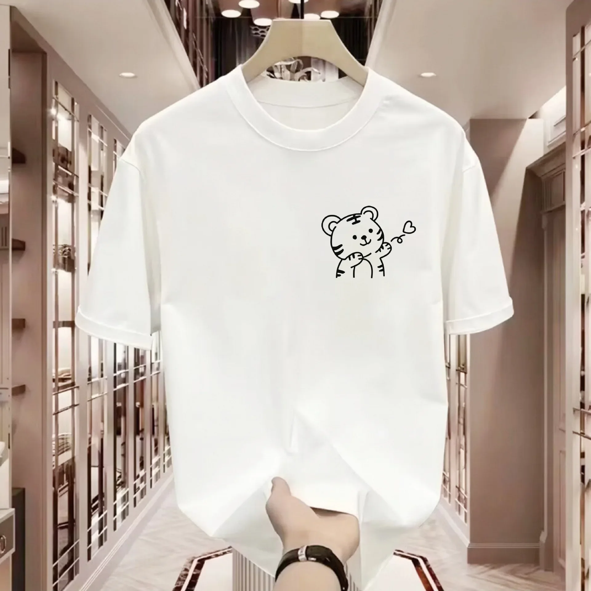 Хлопковая футболка в консервативном стиле для мужчин и женщин пара с короткими