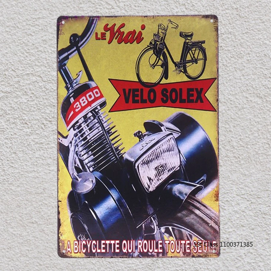 

Bicycle French Solex Velo Motorcycle plaques Tin Plates Signs wall man cave Decoration Poster metal vintage retro shabby garage