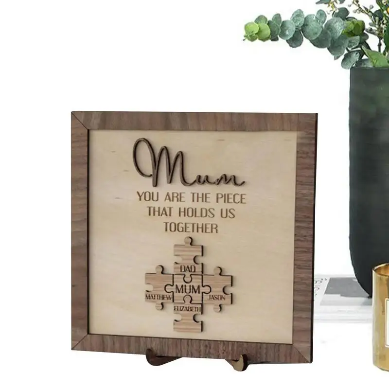 

Mothers Day Puzzle Sign Engraved Words Hollowed Wooden Desktop Ornaments Mothers Day Gifts Tabletop Decor Frame For Home Hotel