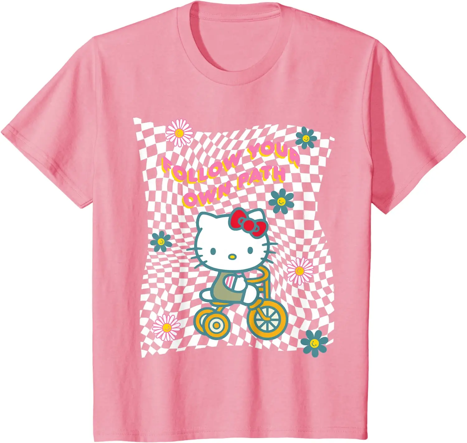 

Sanrio Follow Your Own Path Features Hello Kitty Print Graphic T-Shirt Fashion Top T-Shirt Casual Short Sleeve T-Shirt