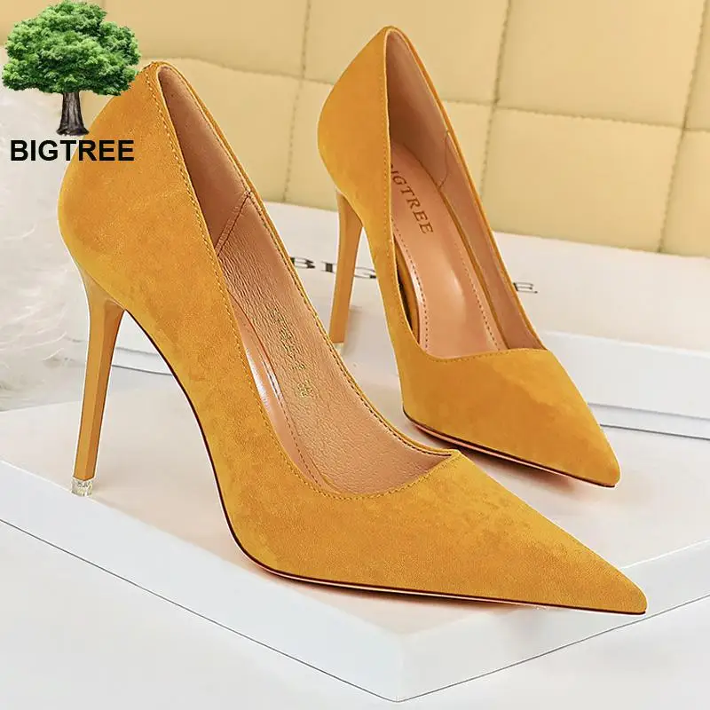 

BIGTREE Shoes Suede Women Pumps 2022 New High Heels Fashion Sexy Party Shoes Stiletto Ladies Shoes Women Heels Plus Size 42 43