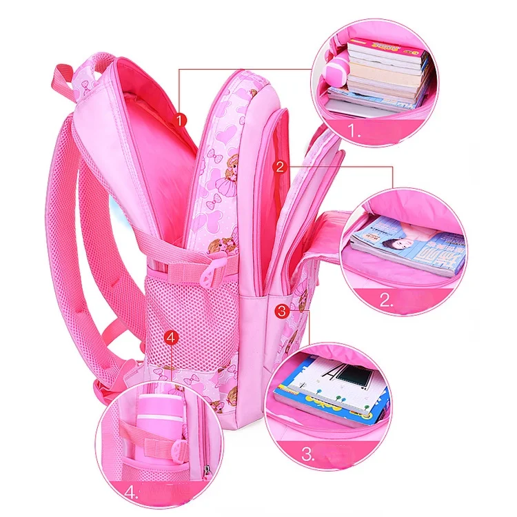 Little Girls Flower Sweet Lovely Princess Schoolbags Grade 1-6 Children Students Large Capacity Fashion Backpacks Breathable