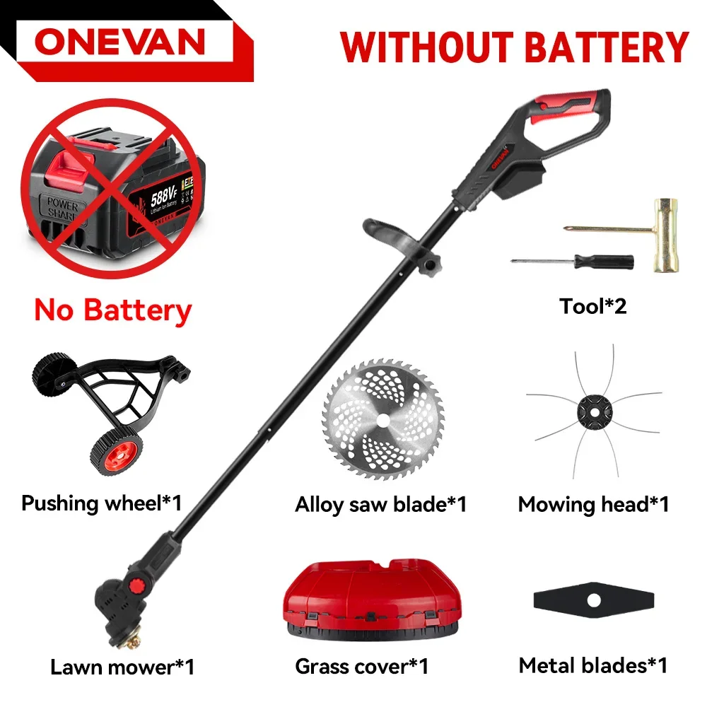 

Аккумуляторная бесщеточная газонокосилка ONEVAN 4500 Вт 10 дюймов