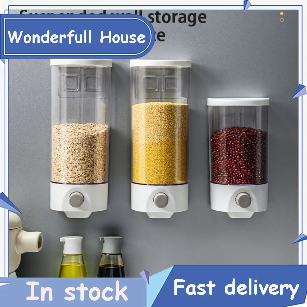 1L/1.5L Sealed Rice Storage Box Wall Mounted Cereal Grain Container Dry Food Dispenser Grain Storage Jar Kitchen Storage Tools